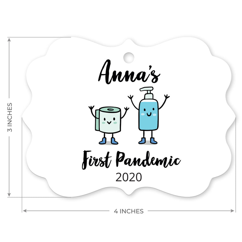 Personalized Christmas Ornaments 2020, First Pandemic 2020 Ornament, Rectangle Metal Ornament, Velvet Pouch Included