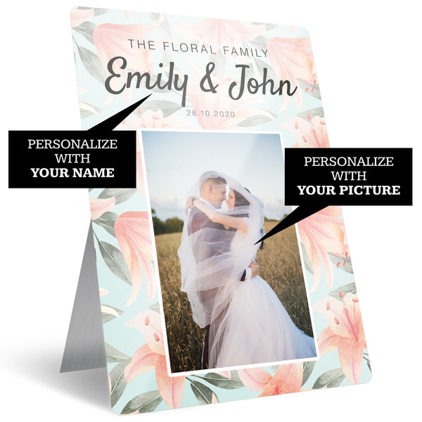 Metal Photo Prints Custom, Mr & Mrs, 7" x 10" with Built-in Easel Back, By Soul Décor