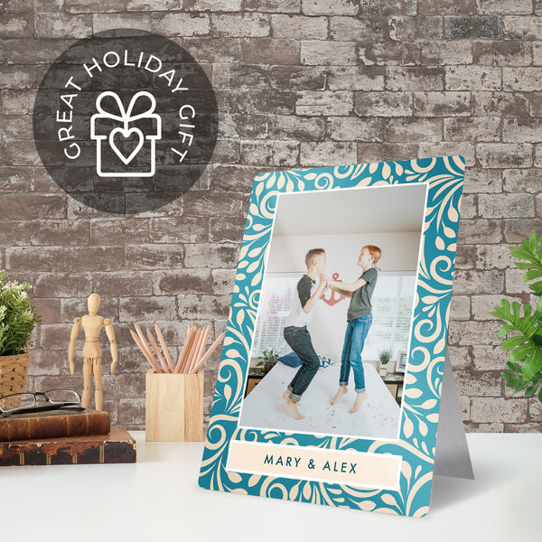Metal Photo Prints Custom, Add Your Custom Text, 7" x 10" with Built-in Easel Back, By Soul Décor
