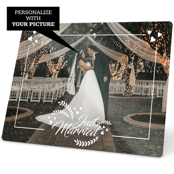 Metal Custom Photo Prints, Just Married, 7" x 10" with Built-in Easel Back, By Soul Décor