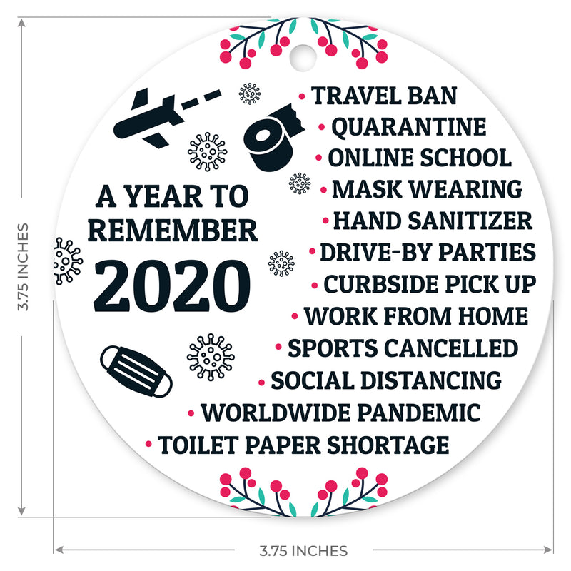 2020 Ornament, Quarantine Christmas Ornament 2020, Toilet Paper Crisis, Face Mask, Social Distancing, Round Metal Ornament, Velvet Pouch Included