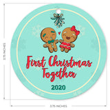 2020 Ornament, First Christmas Together 2020 Ornament, Round Metal Ornament, Velvet Pouch Included