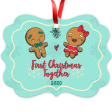 2020 Ornament, First Christmas Together 2020 Ornament, Rectangle Metal Ornament, Velvet Pouch Included