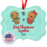 2020 Ornament, First Christmas Together 2020 Ornament, Rectangle Metal Ornament, Velvet Pouch Included
