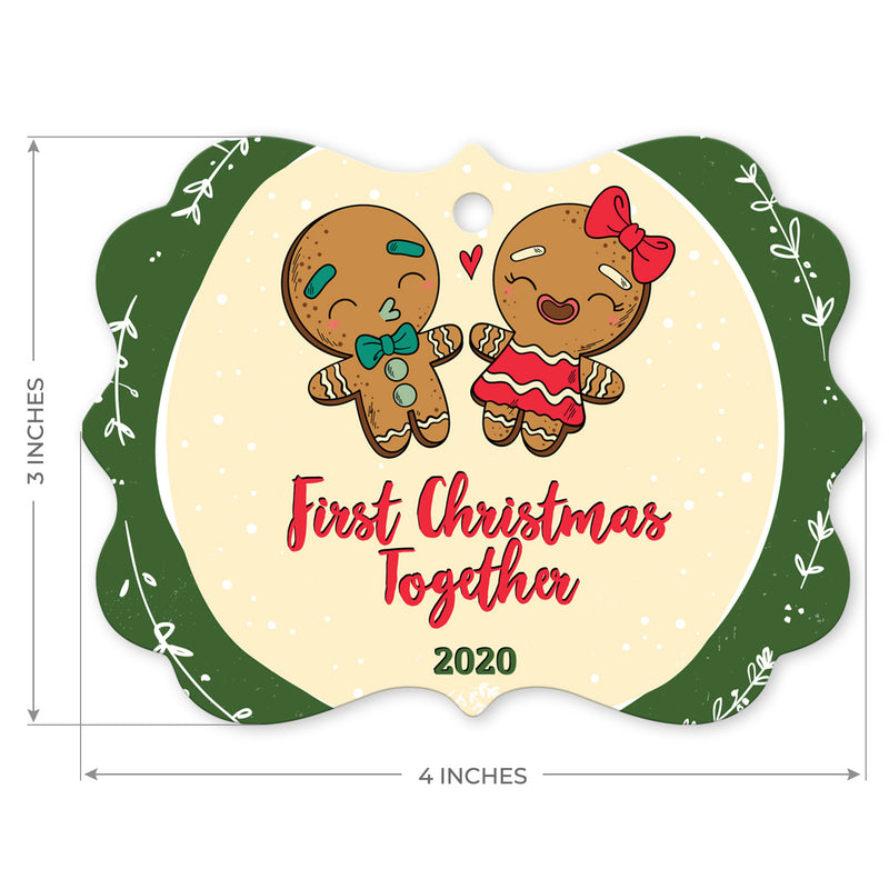 2020 Christmas Ornament, First Christmas Together 2020 Ornament, Rectangle Metal Ornament, Velvet Pouch Included