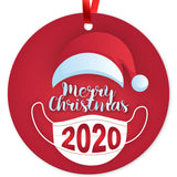 2020 Ornament, Merry Christmas 2020 Ornament, Round Metal Ornament, Velvet Pouch Included
