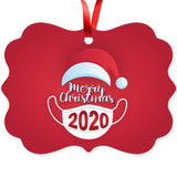 2020 Ornament, Merry Christmas 2020 Ornament, Rectangle Metal Ornament, Velvet Pouch Included