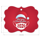 2020 Ornament, Merry Christmas 2020 Ornament, Rectangle Metal Ornament, Velvet Pouch Included