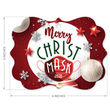 2020 Christmas Ornament, Merry Christmask 2020 Ornament, Rectangle Metal Ornament, Velvet Pouch Included