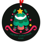 2020 Christmas Ornament, Merry Christmas 2020 Ornament, Round Metal Ornament, Velvet Pouch Included