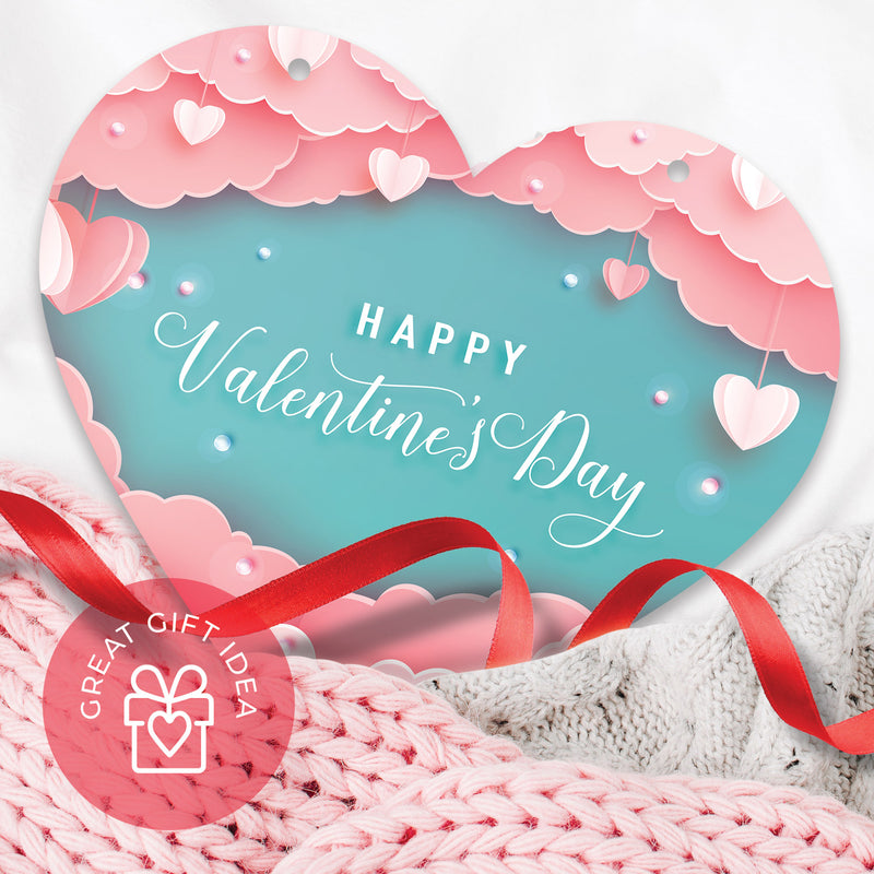 Happy Valentine's Day Pink Clouds And Hearts Background