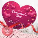 First Valentine's Day As Mr And Mrs 2021 Lights Pink Background