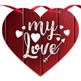 My Love Red Wood Background With White Hearts