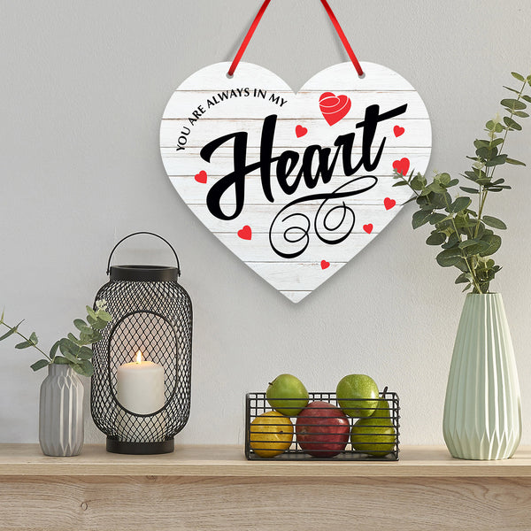 You Are Always In My Heart Red Hearts White Wood Background