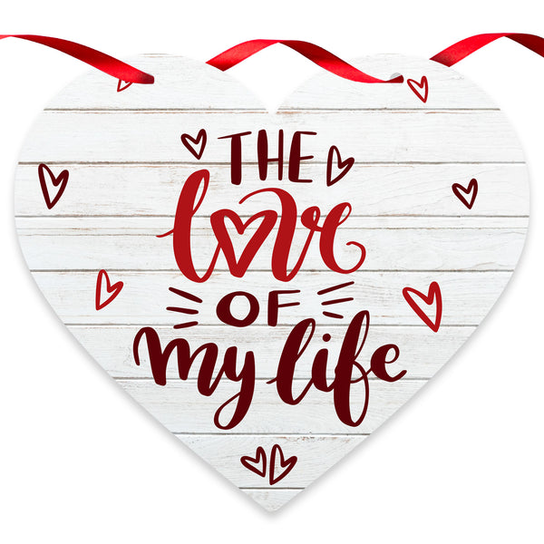 The Love Of My Life White Wood Background Heart Shapes