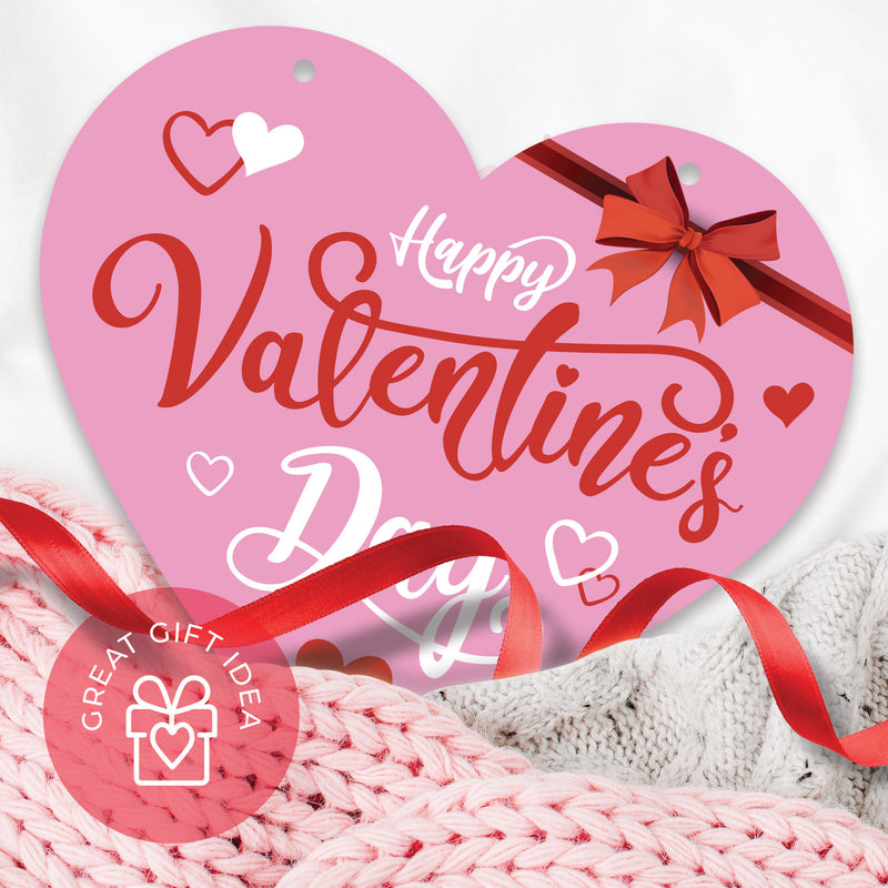 Happy Valentine's Day Pink Background With Ribbon
