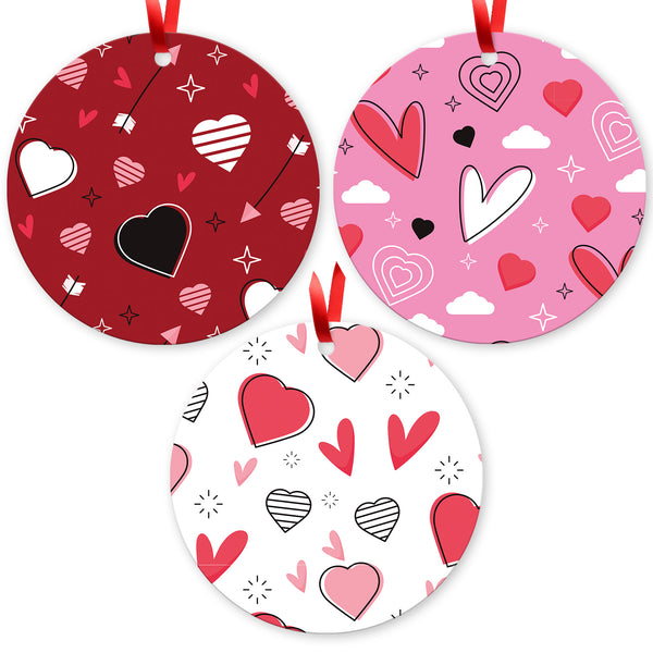 Pink Red Heart Shapes, (Set of 3)