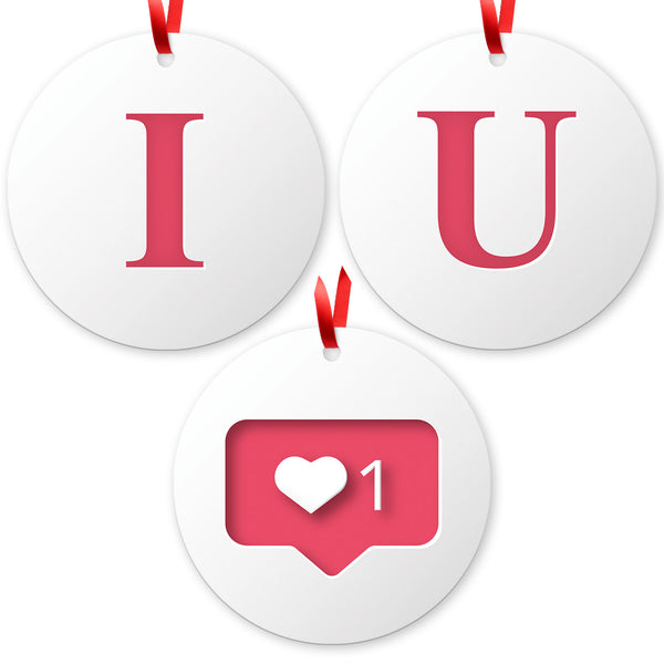 I Love You White Pink, (Set of 3)