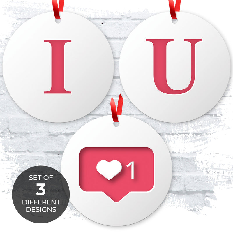 I Love You White Pink, (Set of 3)
