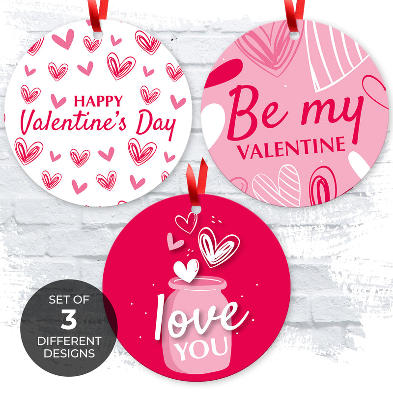 Happy Valentines Day Be Mine I Love You, (Set of 3)