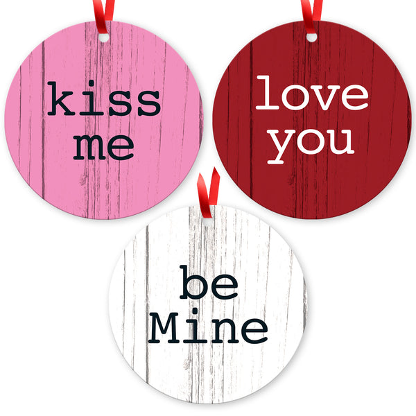 Kiss Me Love You Be Mine, (Set of 3)