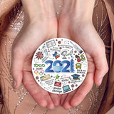 2021 Christmas Ornament, Large 3.75" Round Metal Ornament, Velvet Pouch Included