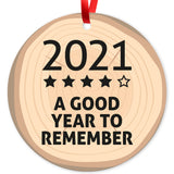 2021 Ornament, A Good Year To Remember Large 3.75" Round Metal Ornament, Velvet Pouch Included