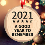 2021 Ornament, A Good Year To Remember Large 3.75" Round Metal Ornament, Velvet Pouch Included