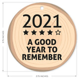 2021 Ornament, A Good Year To Remember Large 3.75" Round Metal Ornament, Velvet Pouch Included