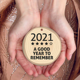 2021 Ornament, A Good Year To Remember Large 3.75" Round Metal Ornament, Velvet Pouch Included