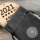 2021 Ornament, A Good Year To Remember Large 3.75" Round Metal Ornament, Velvet Pouch Included