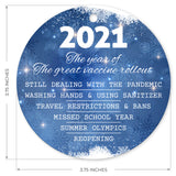 2021 The Year Of The Great Vaccine Ornament, Large 3.75" Round Metal Ornament, Velvet Pouch Included