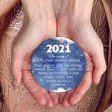 2021 The Year Of The Great Vaccine Ornament, Large 3.75" Round Metal Ornament, Velvet Pouch Included