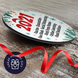 2021 Ornament Vaccine, Work From Home, Online Learning, Large 3.75" Round Metal Ornament, Velvet Pouch Included