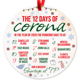 The 12 Days Of Corona Christmas Ornament, Large 3.75" Round Metal Ornament, Velvet Pouch Included