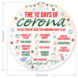 The 12 Days Of Corona Christmas Ornament, Large 3.75" Round Metal Ornament, Velvet Pouch Included