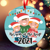 Year Of The Hug 2021 Ornament, Large 3.75" Round Metal Ornament, Velvet Pouch Included