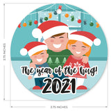 Year Of The Hug 2021 Ornament, Large 3.75" Round Metal Ornament, Velvet Pouch Included