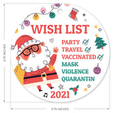 2021 Ornament Wish List Party, Travel, Large 3.75" Round Metal Ornament, Velvet Pouch Included
