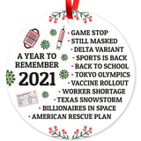 A Year To Remember 2021 Ornament, Large 3.75" Round Metal Ornament, Velvet Pouch Included