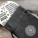 A Year To Remember 2021 Ornament, Large 3.75" Round Metal Ornament, Velvet Pouch Included