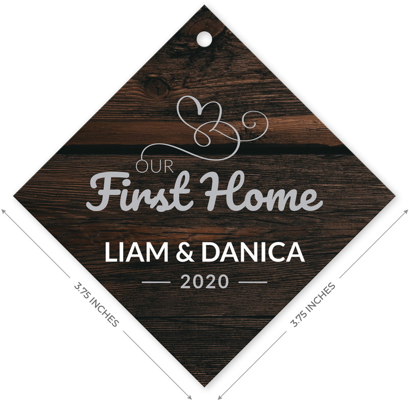 Personalized Christmas Ornament, Our First Home Ornament 2020 Personalized, Velvet Pouch Included