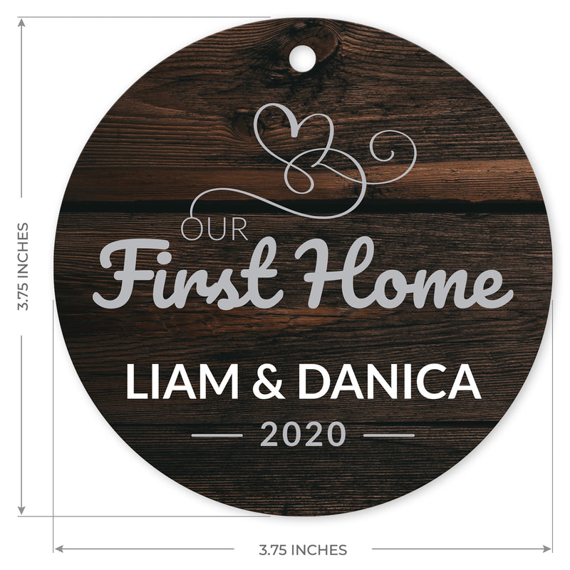 Personalized Christmas Ornament, Our First Home Ornament 2020 Personalized, Velvet Pouch Included