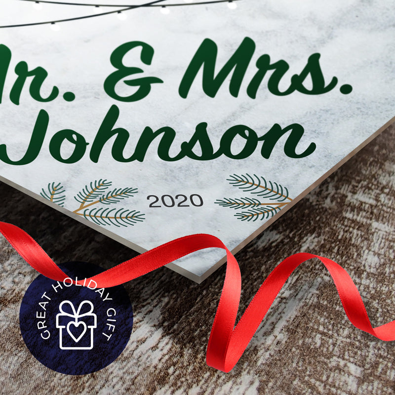 Personalized Christmas Ornaments, Our First Christmas As Mr & Mrs 2020 Ornament, Diamond Metal Ornament, Velvet Pouch Included