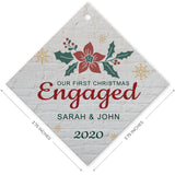 Personalized Christmas Ornament 2020, Our First Christmas Engaged 2020 Ornament, Diamond Metal Ornament, Velvet Pouch Included