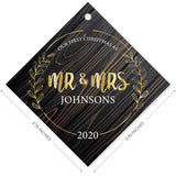 Personalized Ornament, Mr & Mrs 2020 Ornament, Diamond Metal Ornament, Velvet Pouch Included