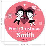 Personalized Christmas Ornaments, First Christmas As Mr & Mrs 2020 Ornament, Rectangle Metal Ornament, Velvet Pouch Included