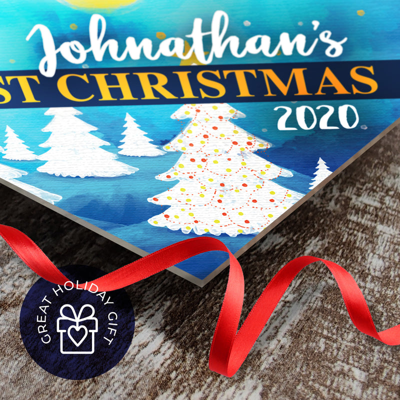 Personalized Christmas Ornaments 2020, First Christmas 2020 Ornament, Diamond Metal Ornament, Velvet Pouch Included