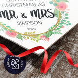 Personalized Christmas Ornaments, Our First Christmas As Mr & Mrs 2022 Ornament, Diamond Metal Ornament, Velvet Pouch Included