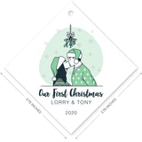 Personalized Ornament, Our First Christmas 2020 Ornament, Diamond Metal Ornament, Velvet Pouch Included